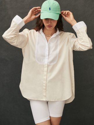 Chemise Maria à plastron bicolore ivoire - sessei - hesmé