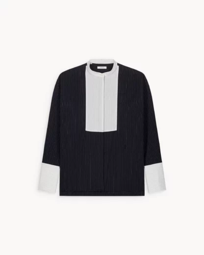Chemise BIANCA Plastron White on Navy – Image 4