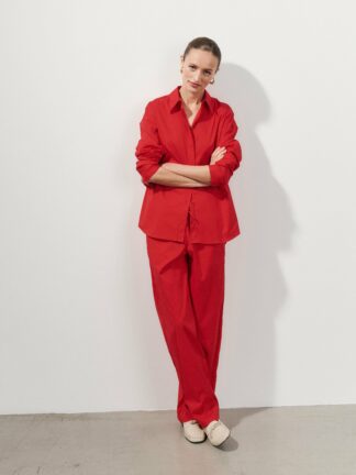 sessei, pantalon, popeline , rouge, lou, hesme