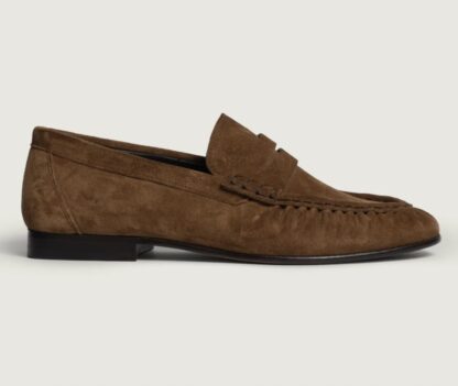 mocassin, daim, cognac, posa, hesme, penny, loafer